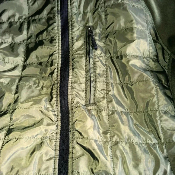 Men’s Xl Orvis olive green mixed media zip up jacket . Micro fleece & part puff. - Picture 4 of 12